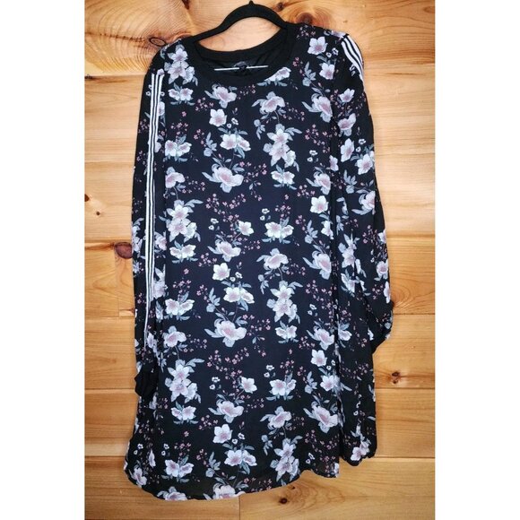 Love Reign Plus Size XXL Long Sleeve Floral Dress Stripe Sleeve Flowy Loose - Picture 7 of 10